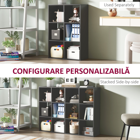  Biblioteca Moderna Modulara cu 6 Compartimente din PAL, Maro [4]