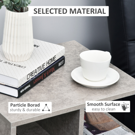  Biblioteca pe 3 niveluri in Lemn Gri Efect Ciment 45x40x55cm [4]