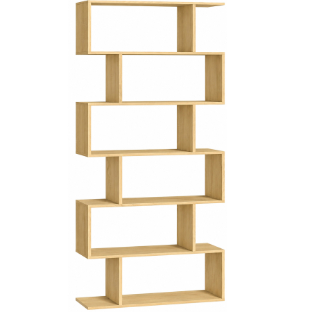 Living & hol - Biblioteca pentru living, dormitor sau birou, cu 6 rafturi pentru organizarea cartilor si expunerea decoratiunilor, design geometric, 70x24x192 cm, ma