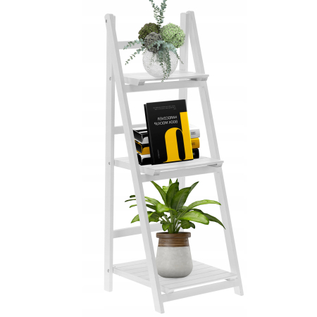 Living & hol - Biblioteca pliabila din lemn, 3 rafturi, 42x109x39 cm, alb