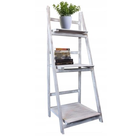 Living & hol - Biblioteca pliabila din lemn, 3 rafturi, 42x109x39 cm, gri