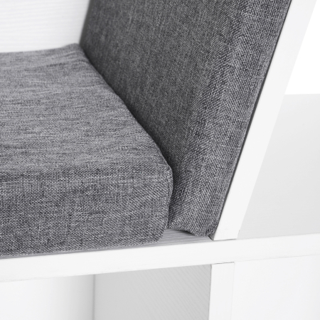  Biblioteca Raft 2 in 1 cu Perne Moi si 6 Compartimente, Mobilier Multifunctional pentru Carti si Jocuri, Raft cu 6 Cuburi pentru Living, Dormitor si Birou, 102x30x61 cm, Alb [7]