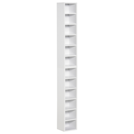 Living & hol -  Biblioteca Raft pentru CD-uri, Set 2 Bucati cu 12 Polite din Lemn, 21x19.2x88.3 cm, Alb