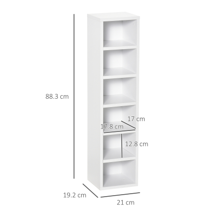  Biblioteca Raft pentru CD-uri, Set 2 Bucati cu 12 Polite din Lemn, 21x19.2x88.3 cm, Alb [2]