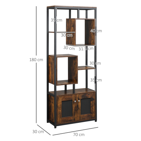  biblioteca stil industrial, 70x30x180cm, maro [2]