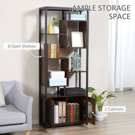  biblioteca stil industrial, 70x30x180cm, maro [3]