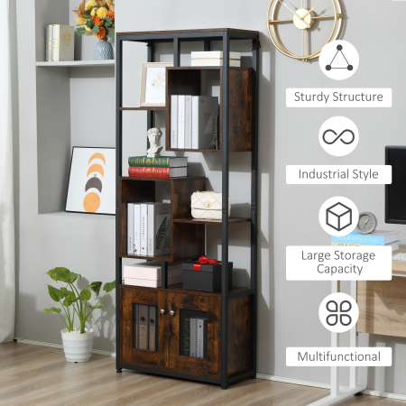  biblioteca stil industrial, 70x30x180cm, maro [6]