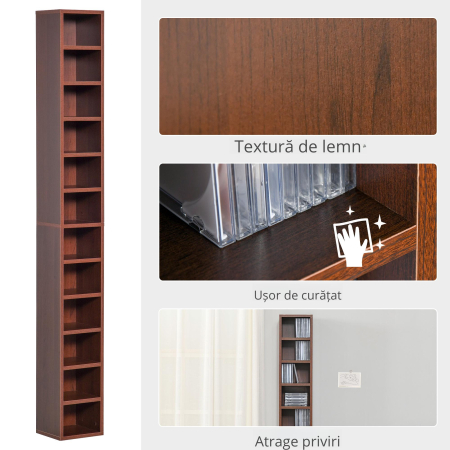  biblioteca tip coloana, cu etajere, 21x20x175cm, maro [3]