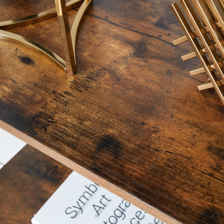 Biblioteca tip scara, cadru otel cu 4 polite din MDF, stil industrial, 56x34x138cm, maro rustic [9]