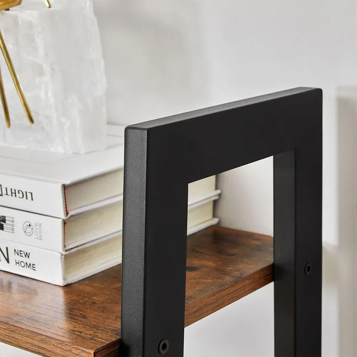 Biblioteca tip scara, cadru otel cu 4 polite din MDF, stil industrial, 56x34x138cm, maro rustic [4]