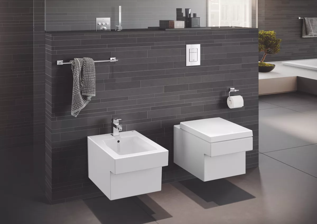 Bideu Grohe Cube Ceramic 3948600H, suspendat, evacuare verticala, preaplin, PureGuard, alb [6]