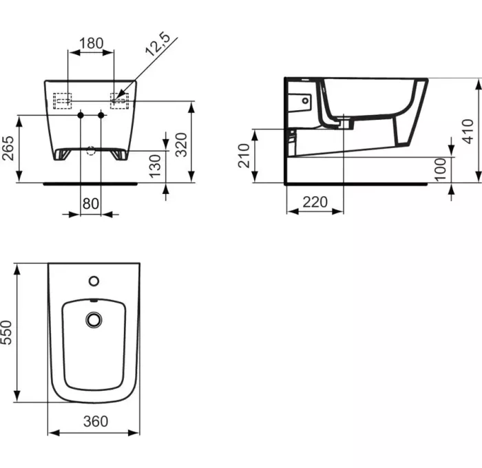 Bideu Ideal Standard Mia, suspendat, alb, J469401 [2]