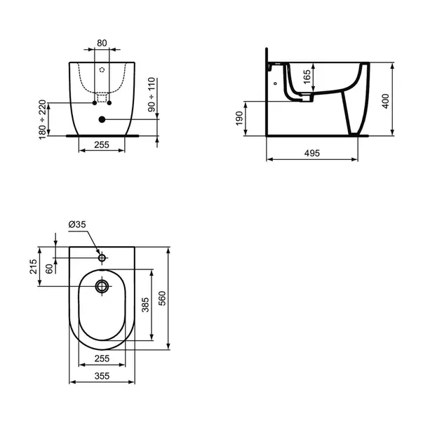 Bideu pe pardoseala Atelier Blend Curve alb lucios [2]