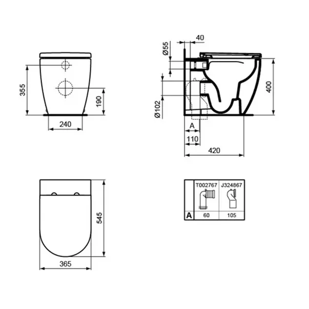 Bideu pe pardoseala Ideal Standard Ellisse alb lucios [7]