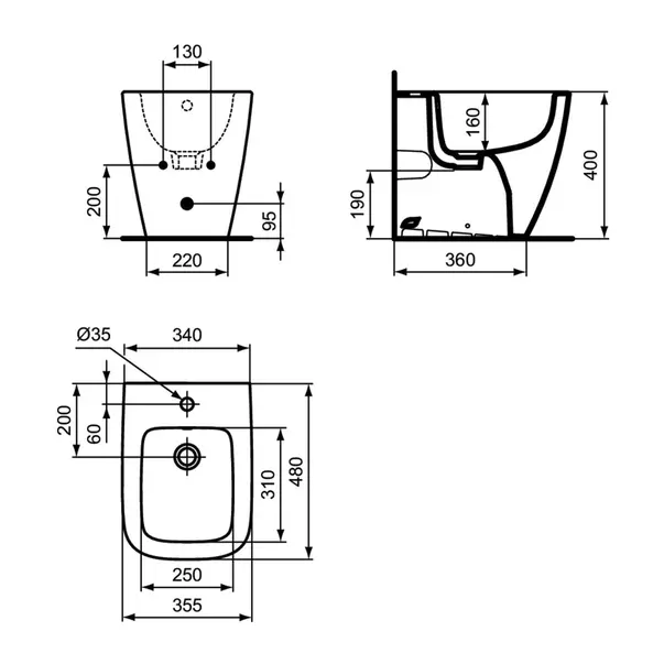 Bideu pe pardoseala Ideal Standard i.life S BTW alb lucios [7]