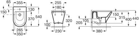 Bideu Roca A3570N6000, The Gap Round, montaj suspendat, preaplin, zona montaj interior, elemente fixare ascunse, alb [4]