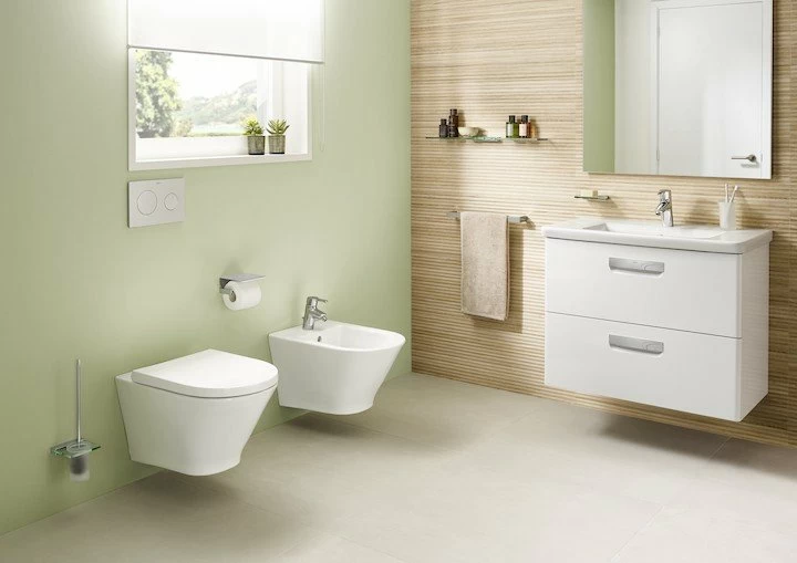 Bideu Roca A3570N6000, The Gap Round, montaj suspendat, preaplin, zona montaj interior, elemente fixare ascunse, alb [2]