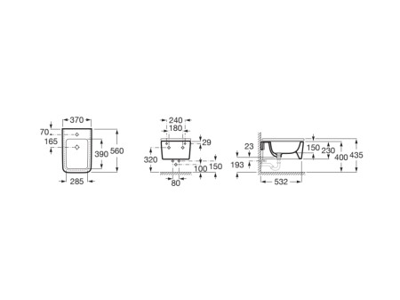 Bideu Roca A357535000, 560 mm, 370 mm, 290 mm, 1 nr orificii baterie, suprafata antiaderent, suspendat, Alb [5]