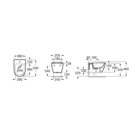 Bideu Roca A357685000, Ona, montaj suspendat, preaplin, zona montaj interior, elemente fixare ascunse, alb [5]