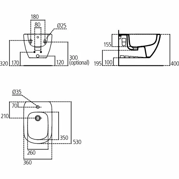 Bideu suspendat alb mat Ideal Standard Tesi [1]