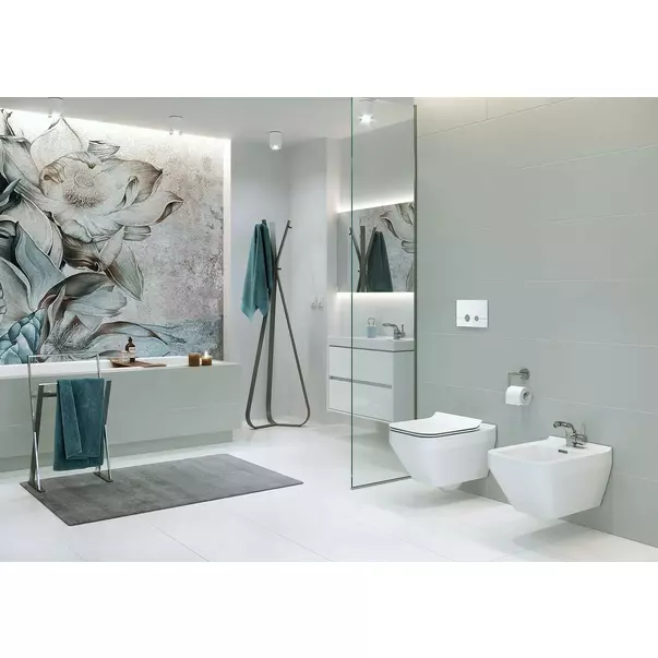 Bideu suspendat Cersanit Crea alb cu fixare ascunsa [3]