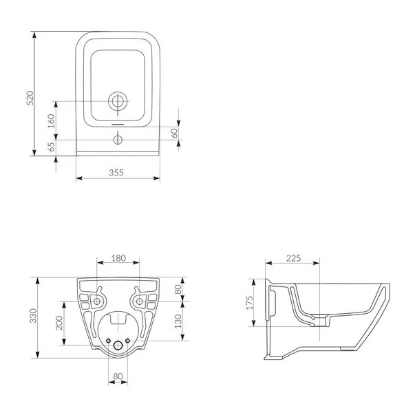 Bideu suspendat Cersanit Crea alb cu fixare ascunsa [6]