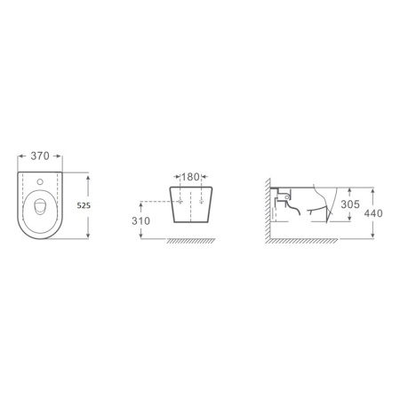 Bideu suspendat, Fluminia, Minerva, negru mat [1]
