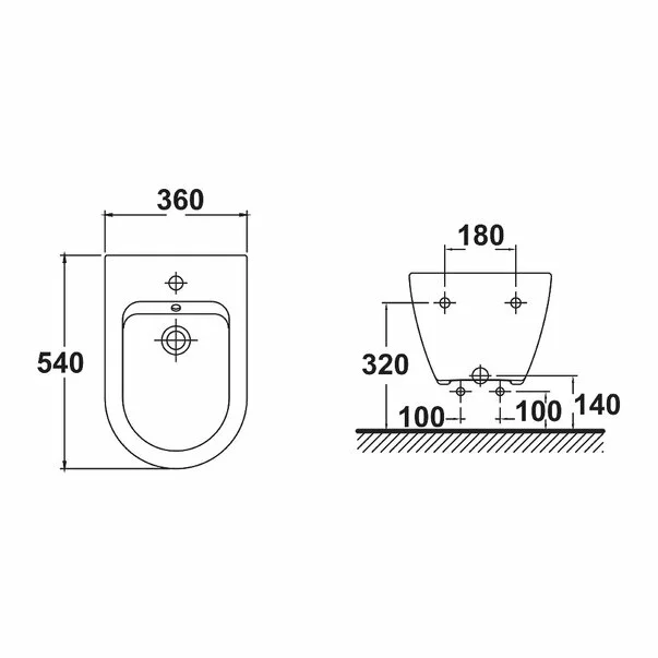 Bideu suspendat Gala Emma Square alb lucios [1]
