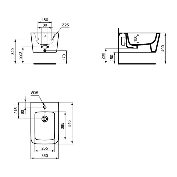 Bideu suspendat Ideal Standard Atelier Blend Cube alb lucios [2]