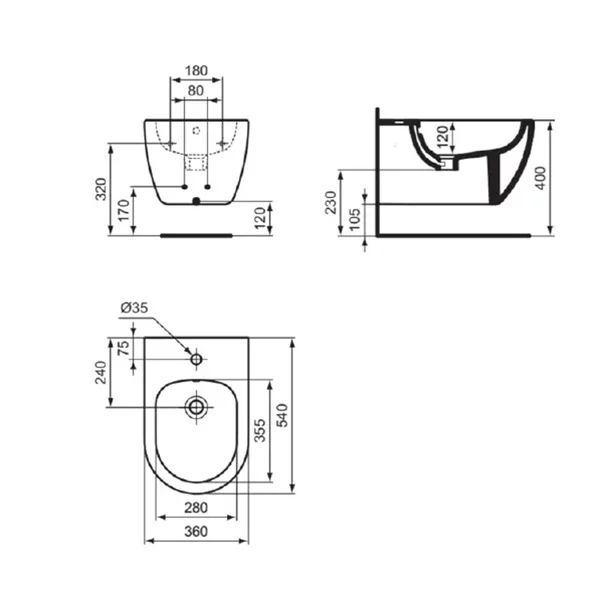 Bideu suspendat Ideal Standard Ellisse alb lucios [7]