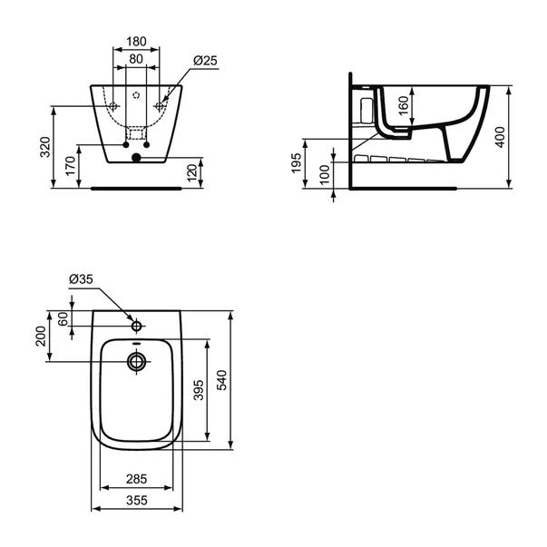 Bideu suspendat Ideal Standard I.life B gri lucios [2]