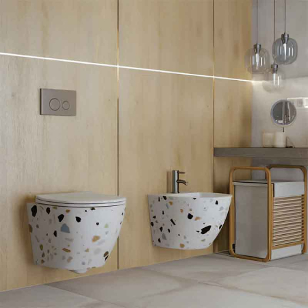 Bideu suspendat Spectrum, Trendi Stone, cu fixare ascunsă, 36.5 x 49 cm, alb mozaic [1]