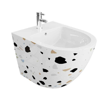 Bideuri - Bideu suspendat Spectrum, Trendi Stone, cu fixare ascunsă, 36.5 x 49 cm, alb mozaic