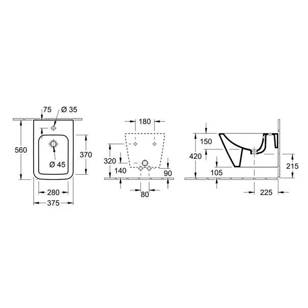 Bideu suspendat Villeroy&Boch Finion alb [1]