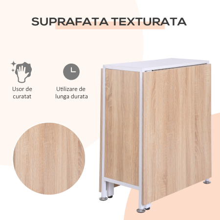  Birou 169×62×75 cm - Stejar & Alb cu 4 Compartimente Functionale [4]