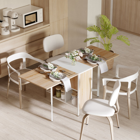  Birou 169×62×75 cm - Stejar & Alb cu 4 Compartimente Functionale [1]