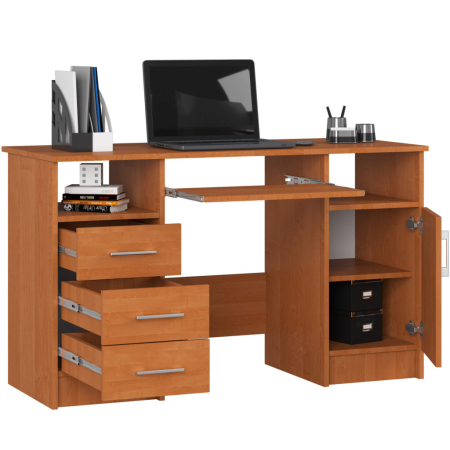 Birou ANA pentru calculator, cu 3 sertare si 1 usa, 124x52x74 cm, maro arin [1]