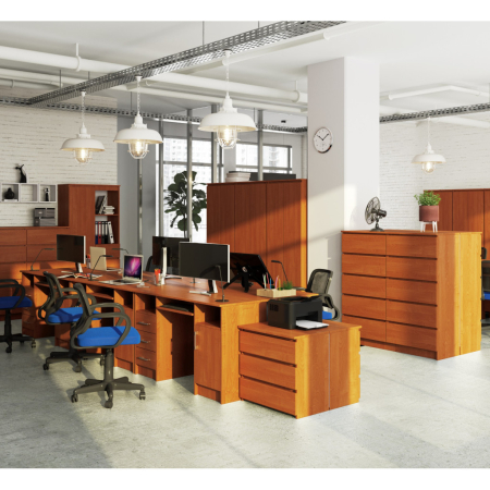 Birou ANA pentru calculator, cu 3 sertare si 1 usa, 124x52x74 cm, maro arin [5]