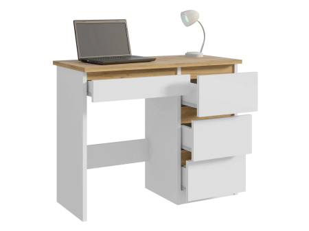 Birou Beta 3 Norge cu 4 sertare, 94x43x75 cm, alb si stejar craft [2]