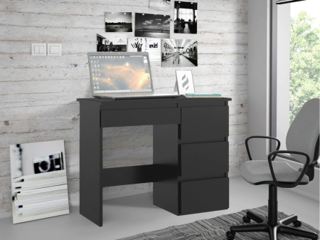 Birou calculator Beta 3 cu 4 sertare, 94x43x75 cm, finisaj negru [1]