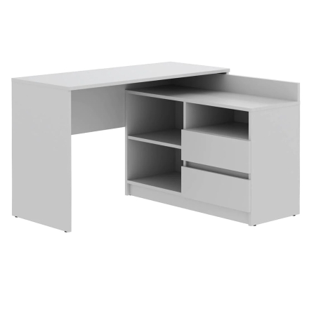 Mobila - Birou colt Delta 120x50x75 cm cu comoda 100x42x72 cm, 2 sertare, montaj stanga/dreapta, alb