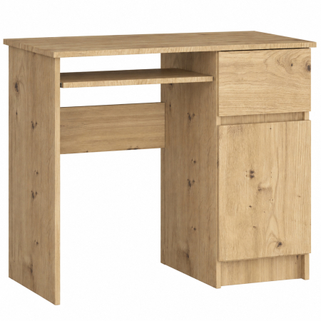 Birouri - Birou computer PIKSEL, cu sertar, dulap si raft pentru tastatura, dreapta, 90x50x77 cm, stejar artisan