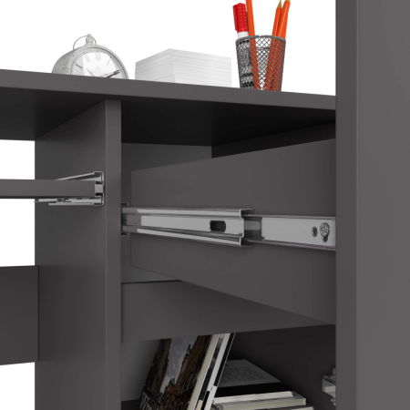 Birou computer PIKSEL, cu sertar, dulap si raft pentru tastatura, dreapta, 90x50x77 cm, stejar gri [4]
