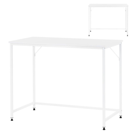 Birou cu blat MDF si cadru metalic, 100x50x76 cm, alb [6]