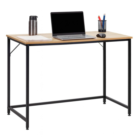 Birou cu blat MDF si cadru metalic, 100x50x76 cm, maro deschis [6]