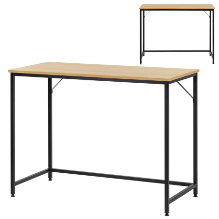 Birou cu blat MDF si cadru metalic, 100x50x76 cm, maro deschis [2]