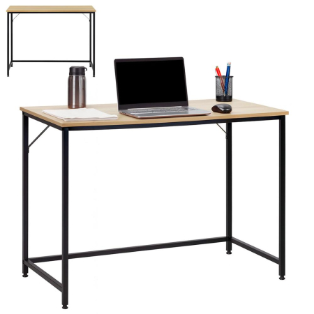 Birou cu blat MDF si cadru metalic, 100x50x76 cm, maro deschis [4]