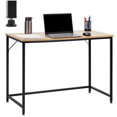 Birou cu blat MDF si cadru metalic, 100x50x76 cm, maro deschis [5]