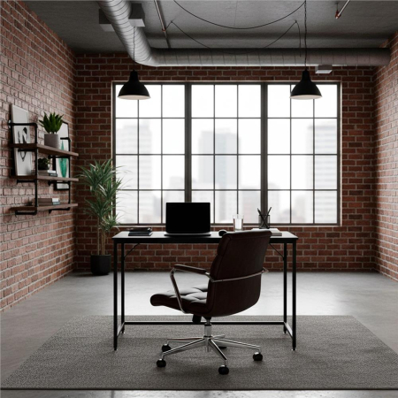 Birou cu blat MDF si cadru metalic, 100x50x76 cm, negru [8]