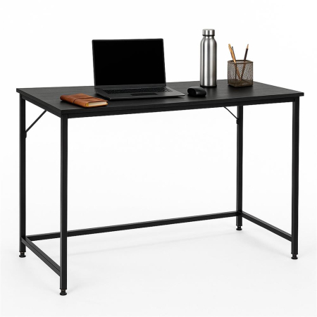 Birou cu blat MDF si cadru metalic, 100x50x76 cm, negru [6]